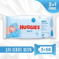 Детские влажные салфетки Huggies Ultra Comfort Pure 56 х 3 шт Фото