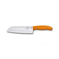 Кухонний ніж Victorinox SwissClassic сантоку 17 см, ребристое лезвие, оран Фото