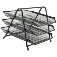 Лоток для бумаг Axent горизонтальный 3-в-1, металлическая сетка 350х295х Фото