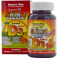 Витамин Natures Plus Витамин D3 для Детей, Вкус Черной Вишни, Animal Pa Фото