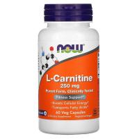 Витамин Now Foods L-Карнитин, 250 мг, L-Carnitine, 60 вегетариански Фото