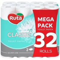 Туалетная бумага Ruta Classic 2 слоя Белая 32 рулона Фото