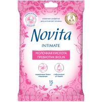 Салфетки для интимной гигиены Novita Intimate пребиотик Biolin 15 шт. Фото