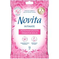 Салфетки для интимной гигиены Novita Intimate пребиотик Biolin 15 шт. Фото