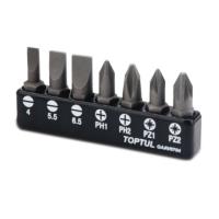 Набор бит Toptul 1/4" 7ед. (SL: 4*0.5, 5.5*1, 6.5*1.2; PH1, PH2; PZ Фото