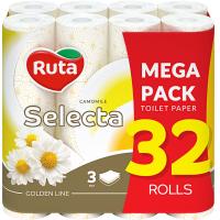 Туалетная бумага Ruta Selecta з ароматом ромашки 3 шари 32 рулони Фото