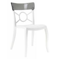 Кухонний стілець PAPATYA o-pera-s білий, верх прозоро-димчатий Фото