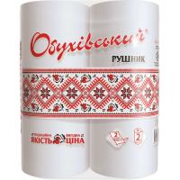 Бумажные полотенца Обухівський 2 слоя белые 2 рулона Фото