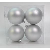 Ялинкова іграшка Novogod`ko набір куль пластик, 8см, 4 шт, срібний матовий Фото