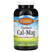 Минералы Carlson Кальций-Магний Хелатный, Chelated Cal-Mag, 60 таб Фото