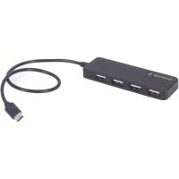 Концентратор Gembird USB-C 4 ports USB 2.0 black Фото