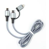 Дата кабель Dengos USB-C to USB-C/Lightning 1.0m gray Фото