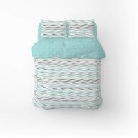 Постельное белье Home Line Волны/Клеточка бирюзовый бязь полуторный Фото