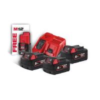 Набор аккумулятор + зарядное устройство Milwaukee Li-Ion M18 NRG-503, + 3x5Ah M18 B5, M12 B2 1x2Ah Фото