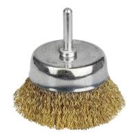 Щетка для электроинструмента Sigma проволочная чашеобразная 100мм хвостовик 6мм латун Фото