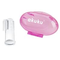 Дитяча зубна щітка Akuku силіконова, масажер для ясен, рожевий Фото