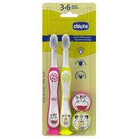 Детская зубная щетка Chicco на присоске, 3-6 лет, 2 шт. Фото