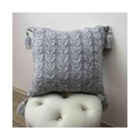 Наволочка Прованс декоративная вязаная Глория косы Серая 45х45 Фото