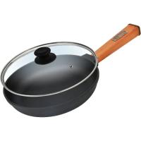 Сковорода Brizoll Optima чавунна з ручкою та скляною кришкою 220х40 Фото