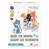 Альбом для малювання Rosa Kids на спіралі Cats Selfies А4 30 аркушів Фото