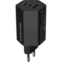 Зарядное устройство Canyon HEXAGON 65 GaN 65W 2xPD 1xQC EU Black Фото