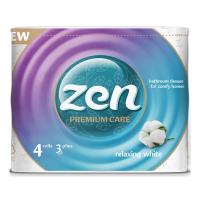 Туалетная бумага Zen Premium Care Relaxing White 3 слоя 4 рулона Фото