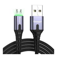 Дата кабель Essager USB 2.0 AM to Micro 5P 2.0m 2.4A LED black Фото