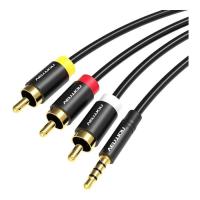Кабель мультимедийный Vention 3.5mm M to 3xRCA M 1.5m AV black Фото