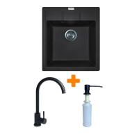 Мийка кухонна Adamant Brick чорний + змішувач та дозатор Фото