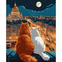 Картина по номерам Santi Коти на даху 40х50 см LED підсвітка Фото