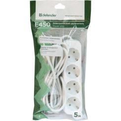 Сетевой удлинитель Defender E450 5.0 m 4 роз white Фото 3