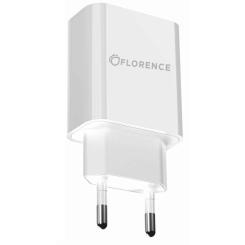 Зарядное устройство Florence 1USB 2A + Lightning cable white Фото 1