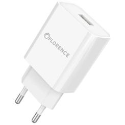 Зарядное устройство Florence 1USB 2A + Lightning cable white Фото 2