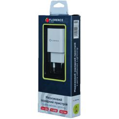 Зарядное устройство Florence 1USB 2A + Lightning cable white Фото 5