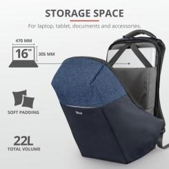 Рюкзак для ноутбука Trust 16" Nox Anti-theft BLUE Фото 11
