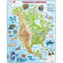 Пазл Larsen рамка-вкладыш Карта Северной Америки - животный ми Фото