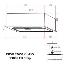Вытяжка кухонная Weilor PBSR 52651 GLASS BL 1300 LED Strip Фото 11