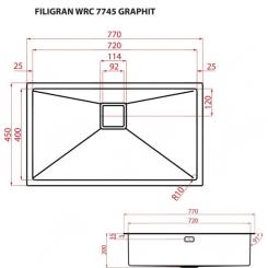 Мойка кухонная Weilor FILIGRAN WRC 7745 GRAPHIT Фото 8