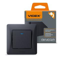 Выключатель Videx BINERA 1кл с подсветкой черный графит Фото 3