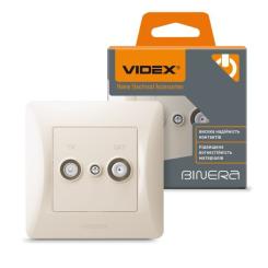 ТВ розетка Videx BINERA TV + SAT кінцева кремова Фото 3