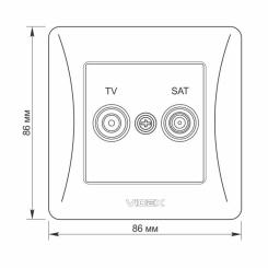 ТВ розетка Videx BINERA TV + SAT кінцева кремова Фото 4