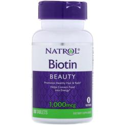 Витамин Natrol Біотин, Biotin 1000 мкг, 100 таблеток Фото