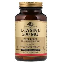 Аминокислота Solgar L-Лизин, L-Lysine, 500 mg, 100 вегетарианских кап Фото