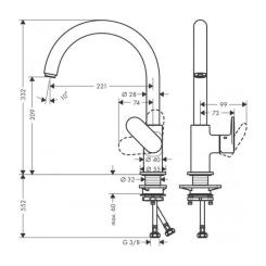 Смеситель Hansgrohe Vernis Blend M35 д / кухни, хром Фото 1