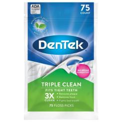 Флосс-зубочистки DenTek Тройное очищение 75 шт. Фото