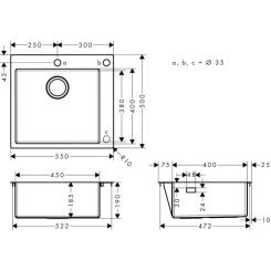 Мойка кухонная Hansgrohe S51 S510-F450/43312380 Фото 4