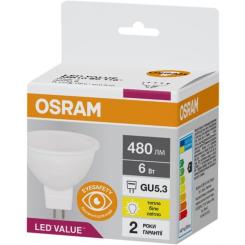 Лампочка Osram LED VALUE, MR16, 6W, 3000K, GU5.3 Фото 1