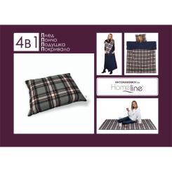 Плед Home Line 4 в 1 клетка красная 140х190см Фото