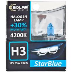 Автолампа SOLAR H3 12V 55W PK22s StarBlue 4200K Фото 1