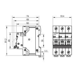 Автоматический выключатель Videx RS6 RESIST 3п 20А 6кА С Фото 3